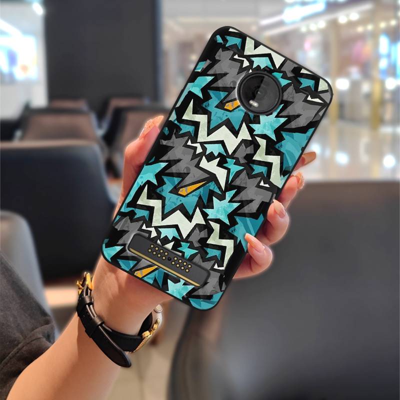 Protective Anti-knock Phone Case For MOTO Z4 Play Dirt-resistant Back Cover Graffiti Cartoon Shockproof Full wrap TPU