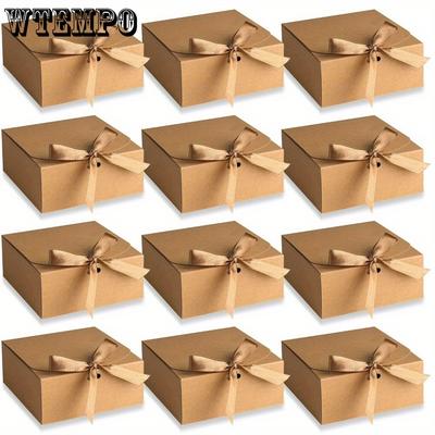 15pcs Caixas de Presente Elegantes com Tampas Caixas de Presente Caixa de Presente Quadrada com Envoltório Champanhe Fitas Caixas para Lembrancinhas para Propostas de Casamento Aniversários e Feriados