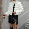 VAYLA Faux Fur Women Coats Stand Collar Full Sleeve Short Coat Thick Warm Solid Temperament Elegant Splice Autumn Winter