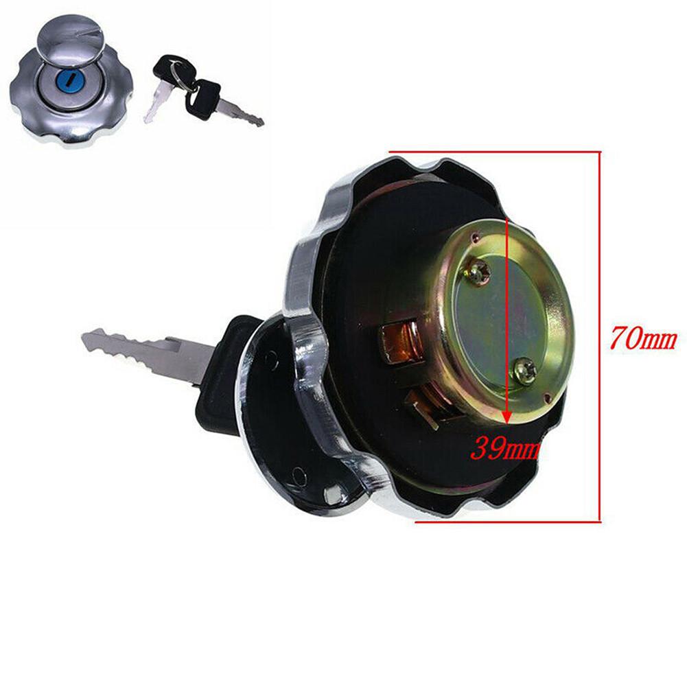 Locking Fuel Gas Tank Cap with 2 Keys for CG125 Motorcycle, Universal Chrome Aluminum Alloy Tank Cover Replacement for Motorbike ATV Dirt Bike