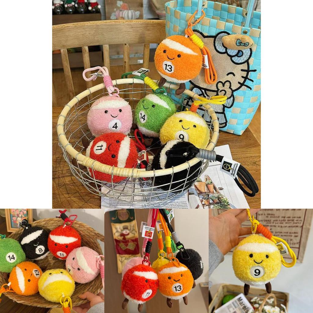 Soft Billiard Plush Toy Keyring With Pp Cotton Filling For Gift And Accessories