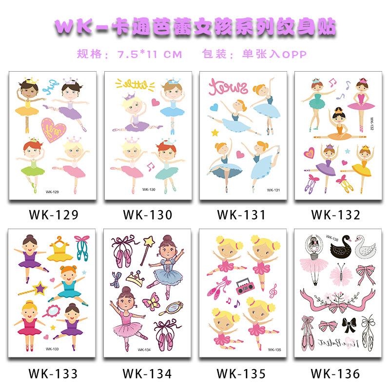 Pink Vintage Girl Waterproof Tattoo Sticker, Girls Party Children'S Makeup Face Sticker Set
