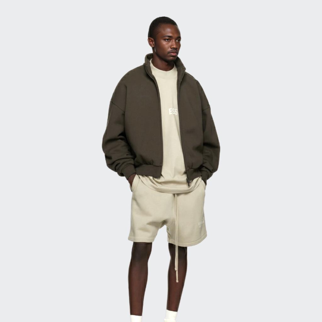 Fear of God Essentials Essentials Long Sleeve Tee with Front Logo Ribbed Crew Neck - SS23 Collection Men Tops Seal-Grey FOG-SS23-075