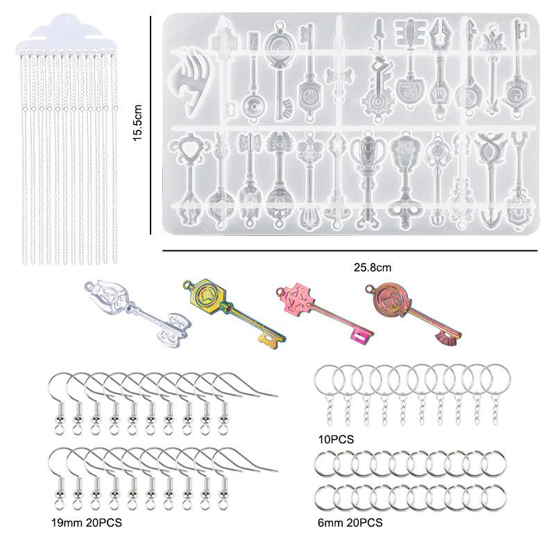 Silicone Casting Resin Jewelry Molds Set Epoxy Resin Tools Set Keychain Resin Molds for DIY Jewelry Pendants Craft Making