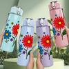 1PC Wild Daisy Flower Print 750ml Color Plastic Sports Water Bottle Leakproof Flip Straw Lid Suitable for Sports Office Home Use