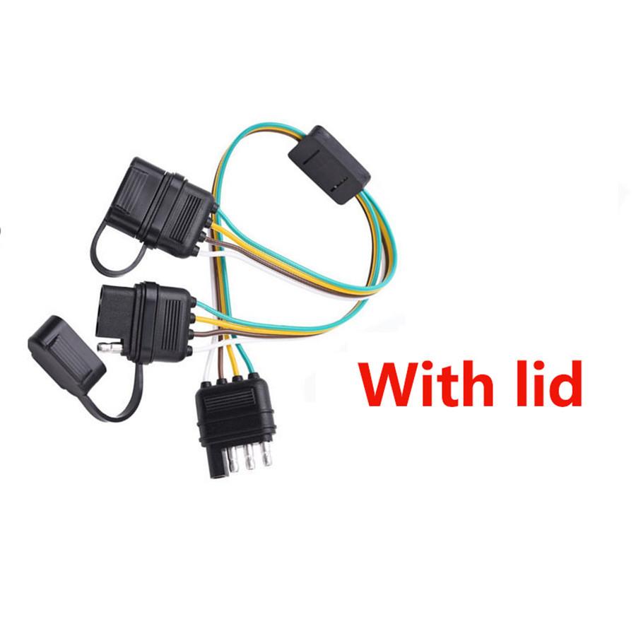 2 Pcs 12V Flat 4 Way 4Pin Y-Splitter Automobile SUV Trailer LED Harness Adapters