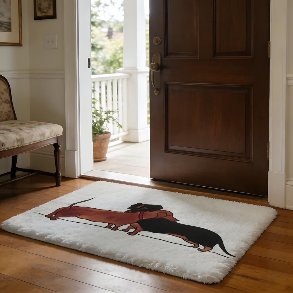 Sausage Dog Dachshund Cute Floor Mat Soft Flannel Absorbent Mat Non-Slip Rug Home Bedroom Bathroom
