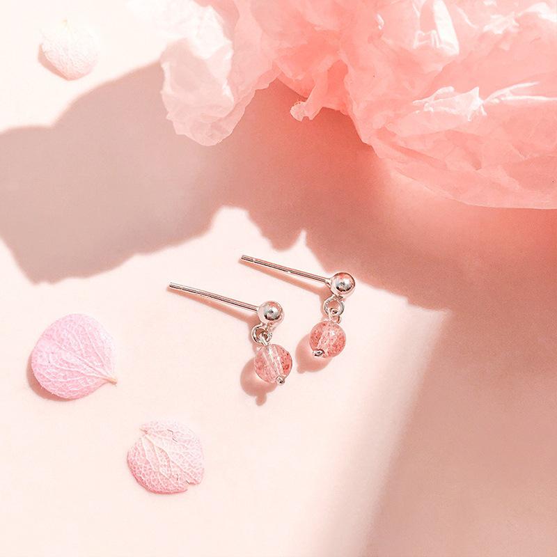 Beixi s925 Sterling Silver Strawberry Quartz Forest Style Cute Earrings 925 Sterling Silver