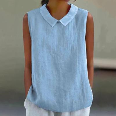 Top Larghi Senza Maniche Cotone e Lino Camicette e Camicie da Donna