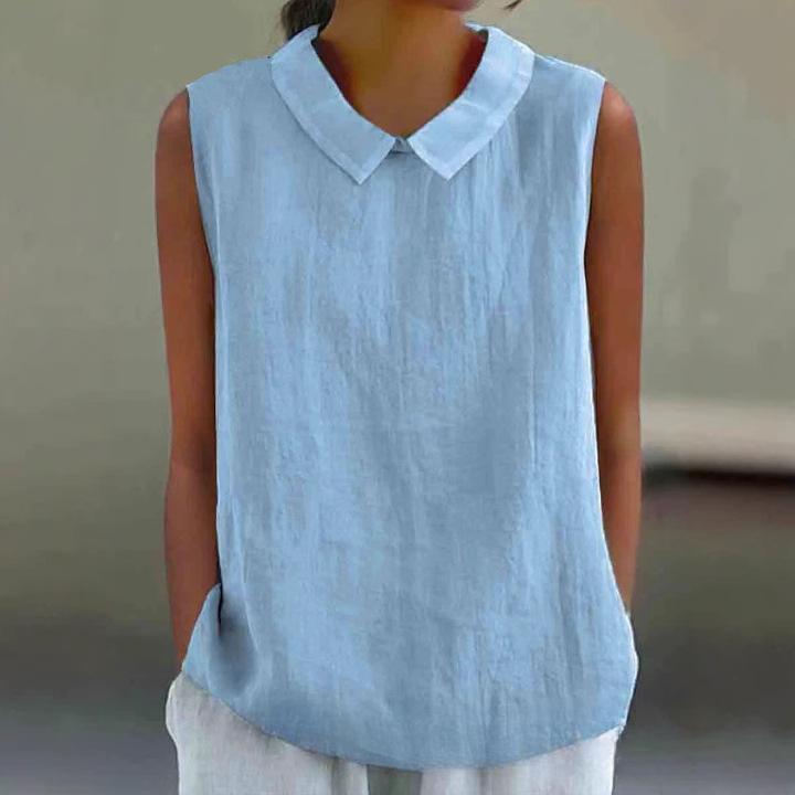 

Свободные топы без рукавов из хлопка и льна, женские блузки и рубашки M светло-синий