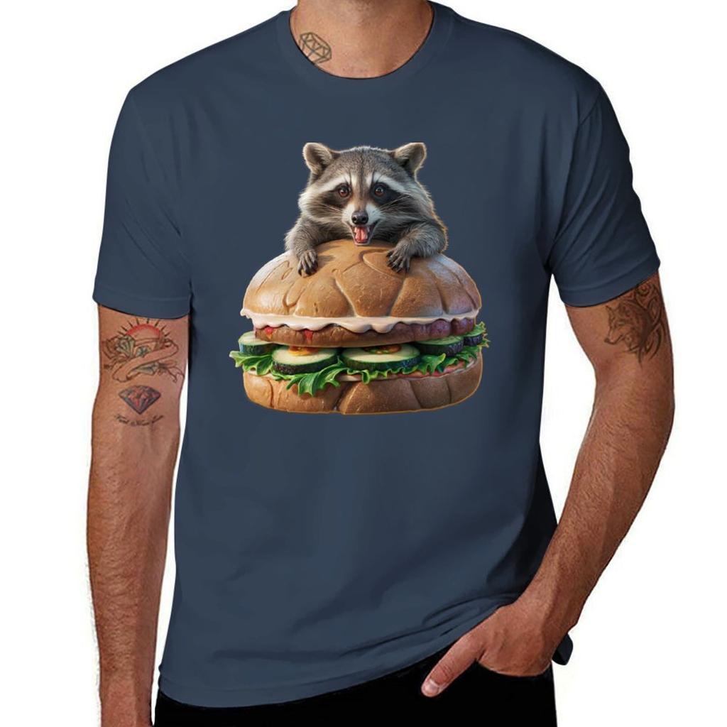 A Raccoon And His Sandwich Tshirt Daily Casual Short Sleeve Tee Shirt Tshirt
