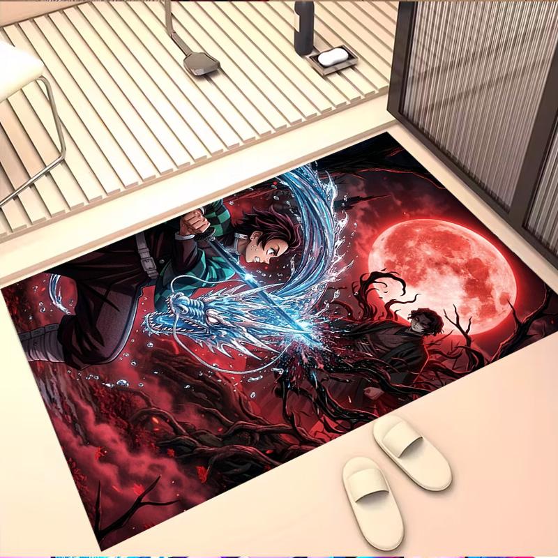 Demon Slayer Print Rug, Washable Floor Carpet, For Entryway Dorm Laundry Room Office Study, Home Decor Birthday Christmas Gift