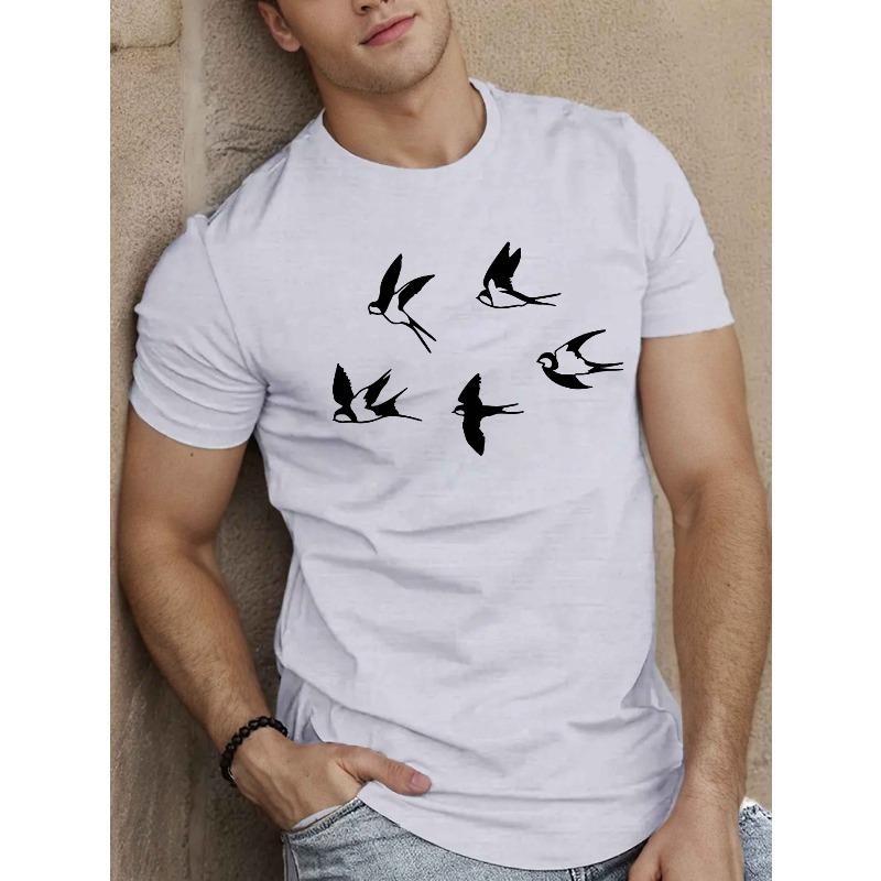 European sizes Swallow Silhouette Men's Short Sleeve T-shirt Summer T-shirt Top