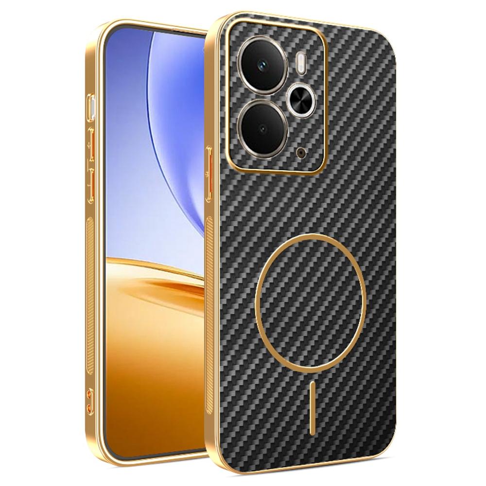 For Realme 14 5G/14T 5G Phone Case Carbon Fiber Textured Electroplated TPU Back Cover
