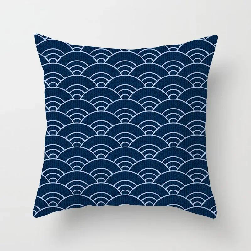 Blau Weiß Porzellan Druck Kissenbezug Böhmischer Stil Mandala Geometrie Kissenbezug Modern Mode Sofa Stühle Dekokissen