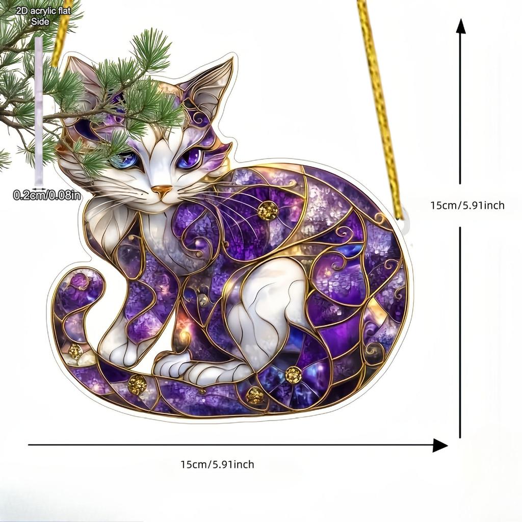 Adorable Cat Decoration Wall Hanging Pendant, Sun Catcher, Acrylic Garland Sign- Light - Catching Window Decor, Novelty Home Decor