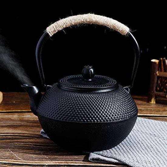 Stylish 300ml Iron Teapot, Unenameled, with Tea Strainer, Iron Supplement, Direct Heat, Healthy, Souvenir, Gift (300ml)