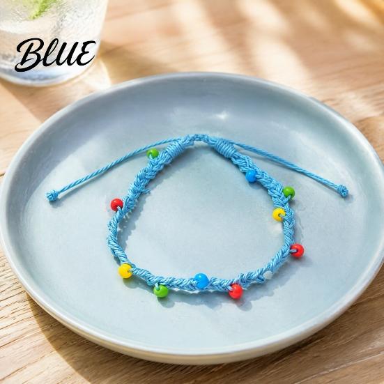 Adjustable Braided Bracelets for Women Handmade Bracelet Women, Bohemian Woven Wrist Rope Casual Minimalist Hand with Colorful Rice Beads, Knot
