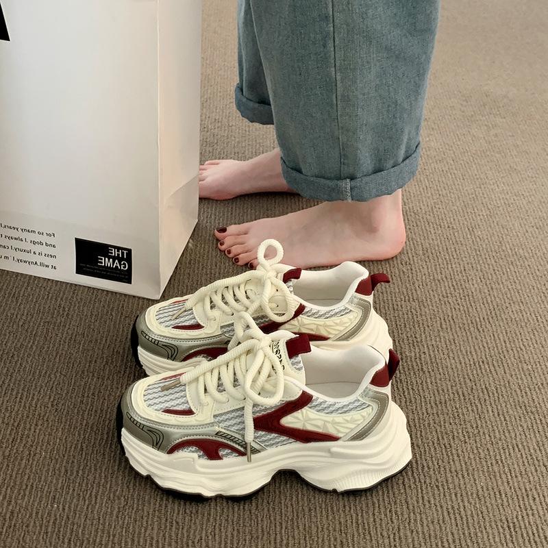 Breathable mesh dad shoes women's spring and summer 2025 new thick-soled fried street versatile small casual sports shoes