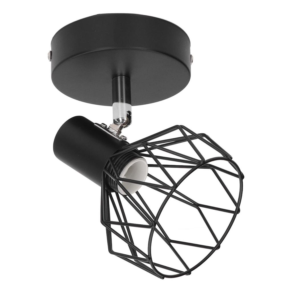 Wall Lamp Holder with Metal Cage E14 Industrial Style Metal Vintage Wall Sconce Holder Matte Black