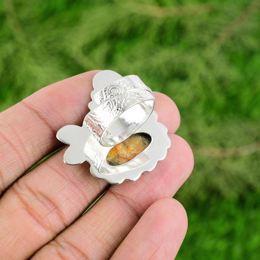 Natural Bumble Bee Jasper Multi Stone Adjustable Ring 925 Silver For Girls