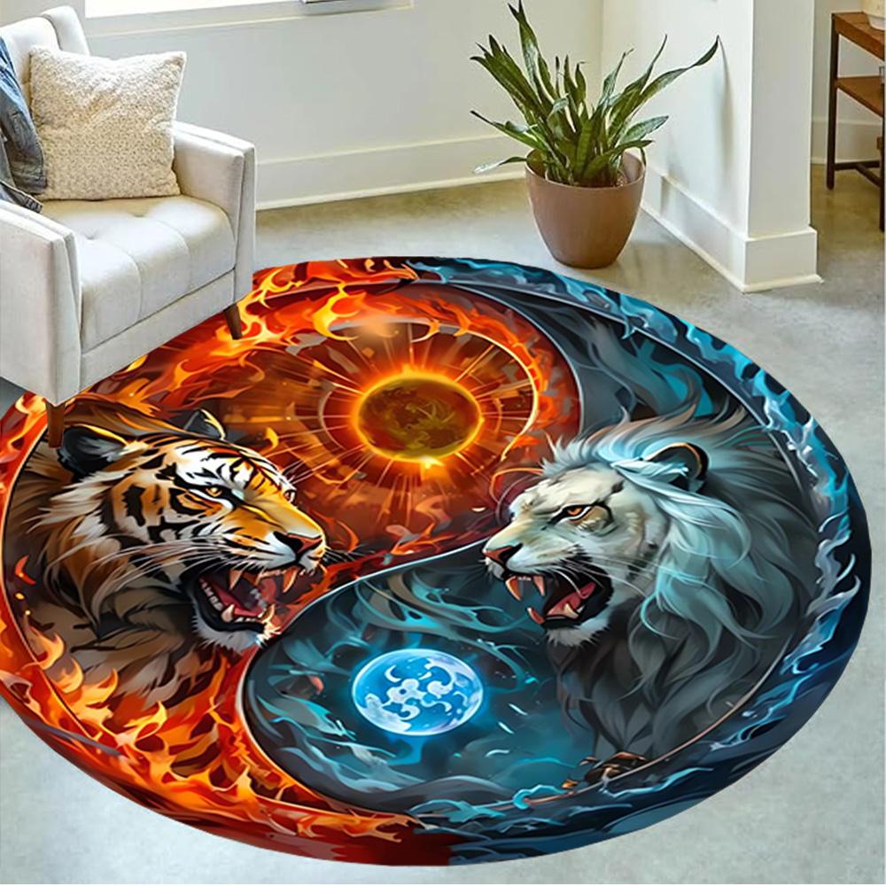 1pc home carpet yin yang floral design non-slip rug for office decor and living room gift ideas
