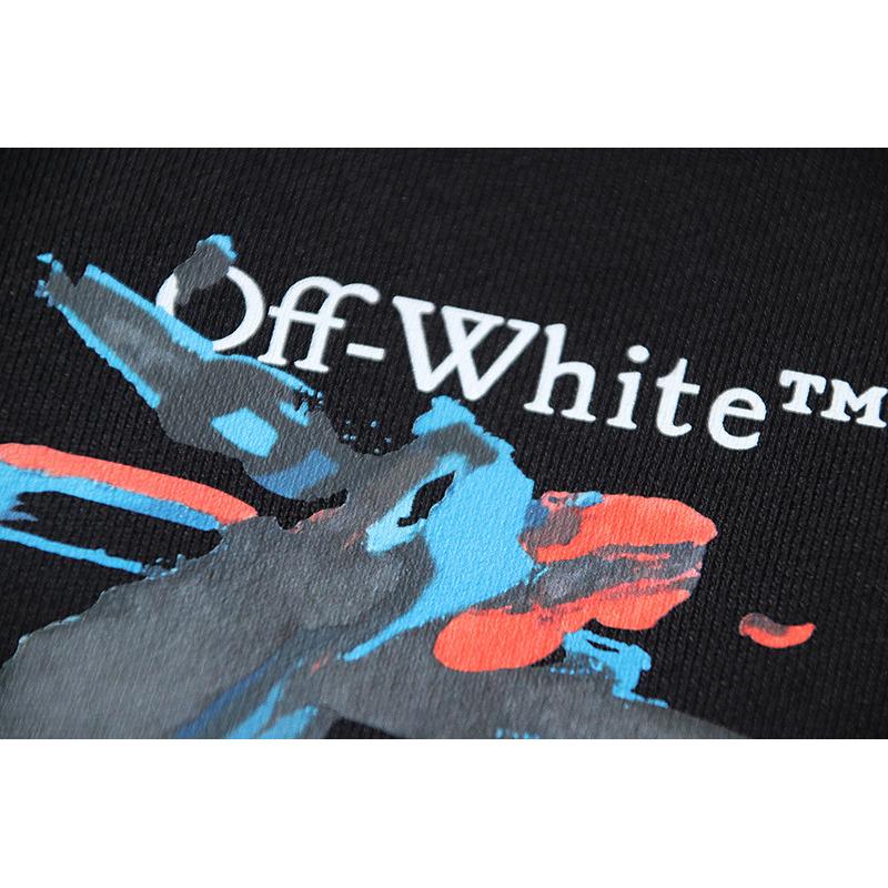 1319 Bianco Sporco 2026 Autunno/Inverno Nuovi Felpe con Cappuccio Girocollo Uomo e Donna Stampate con Grafite OW e Frecce