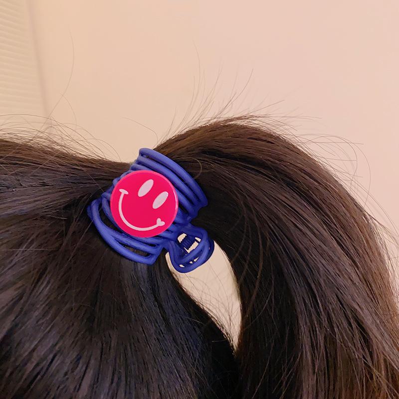 Color acrylic smiley face irregular hairpin back head high cranial top ponytail clip 2025 new personality trendy hair accessories