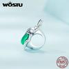 WOSTU 925 Sterling Silver Green Beetle Beads Animal Charms For Women Fit Original Bracelet DIY Necklace Jewelry Making Gift