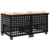 Garden Corner Sofa Set with Cushions 2 Pieces Black Poly Rattan