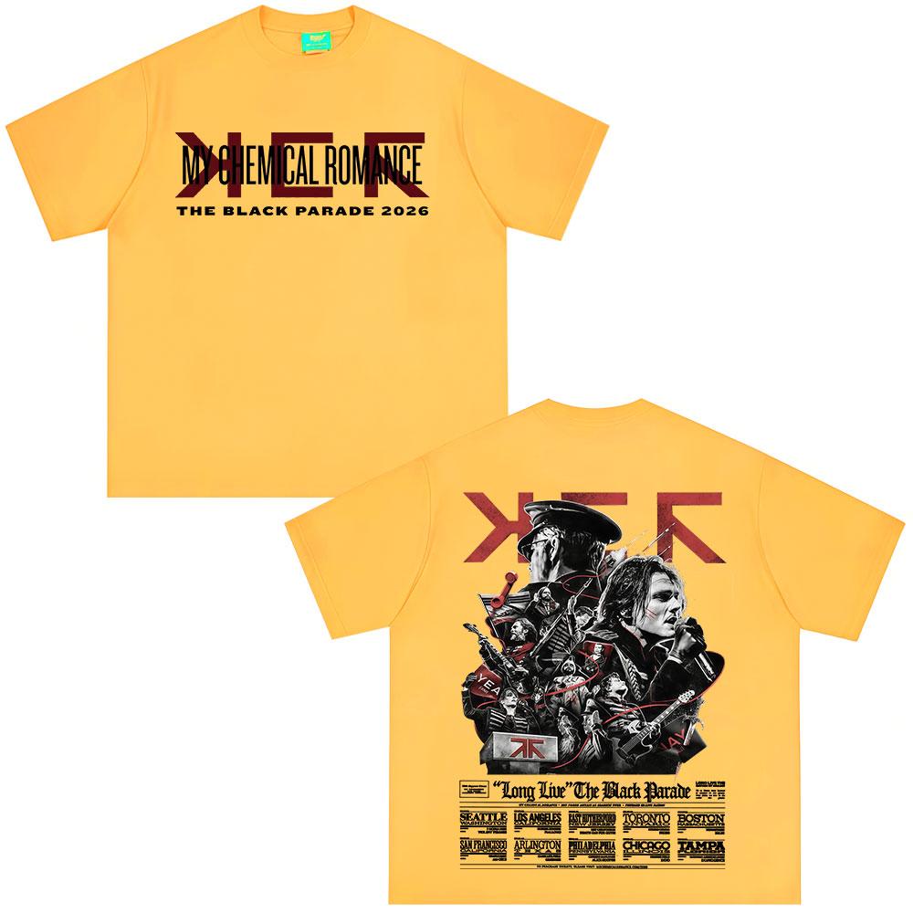 Rock Band My Chemical RoUnisexce Tshirt The Black Parade 2026 Tour Tshirts Unisexs Clothing Vintage Gothic Punk Oversized T Shirt