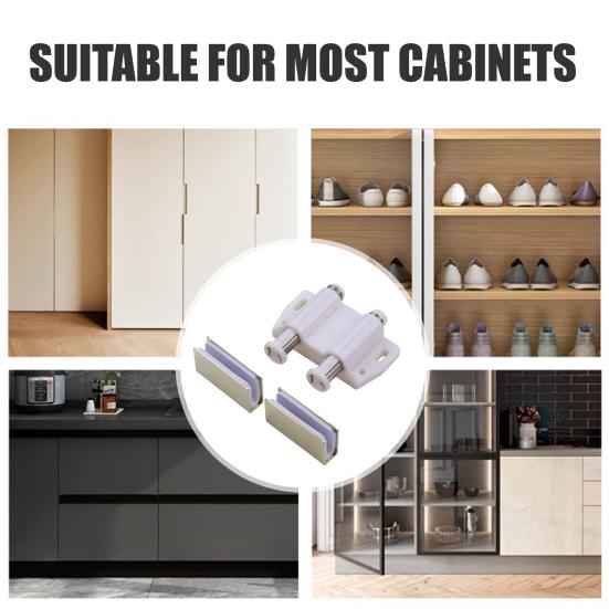 1/2/3 Sets Magnetic Glass Door Catch Latch Closure Adhesive Mounting Push Open Single Glass Door Catch with Cabinet Clamp Fit for 3-6mm Glass