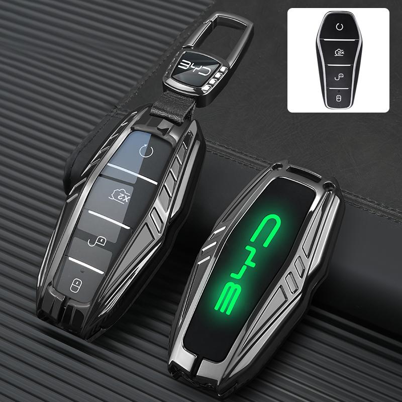 Car Zinc Alloy Leather Key Case Cover For BYD Atto 3 Han EV Dolphin Lied Tang Dm Qin PLUS Song Pro MAX Yuan Keychain Accessories
