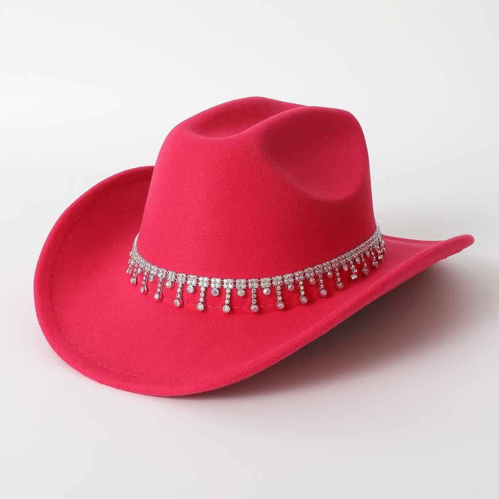 European and American Colored Diamonds Western Cowboy Top Hat Men and Women Travel Casual Top Hat Party Jazz Hat Outdoor Horseback Riding