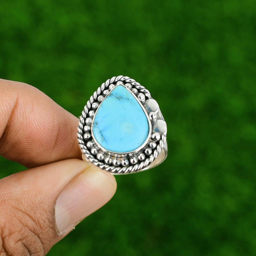 Mothers day Sale 925 Sterling Silver Natural Arizona Turquoise Solitaire Ring