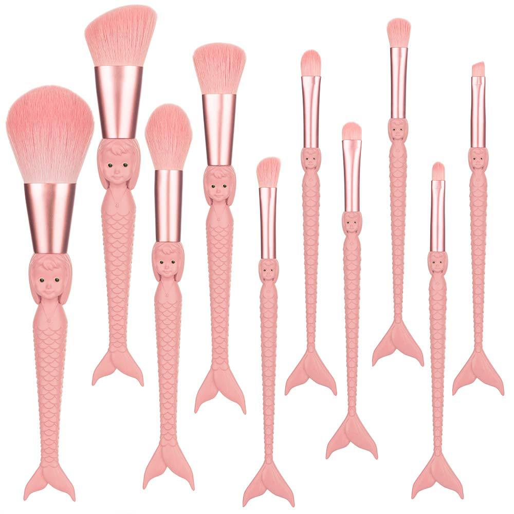 New 10 Mermaid Makeup Brush Set Soft Bristles Eyeshadow Brush Makeup Tools Portable Multi-Color Optional