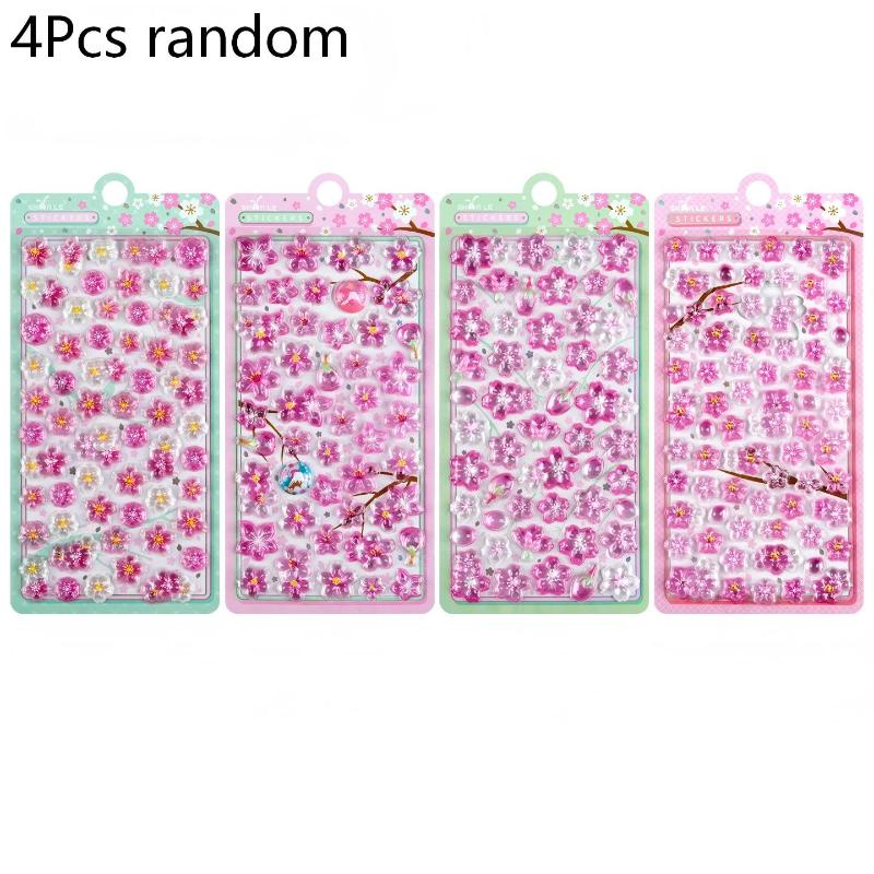 Sweet 3D Cherry Blossom Sticker Romantic Trendy Relief Flower Stickers Diy Scrapbooking Notebook Stationery Decal Decoration