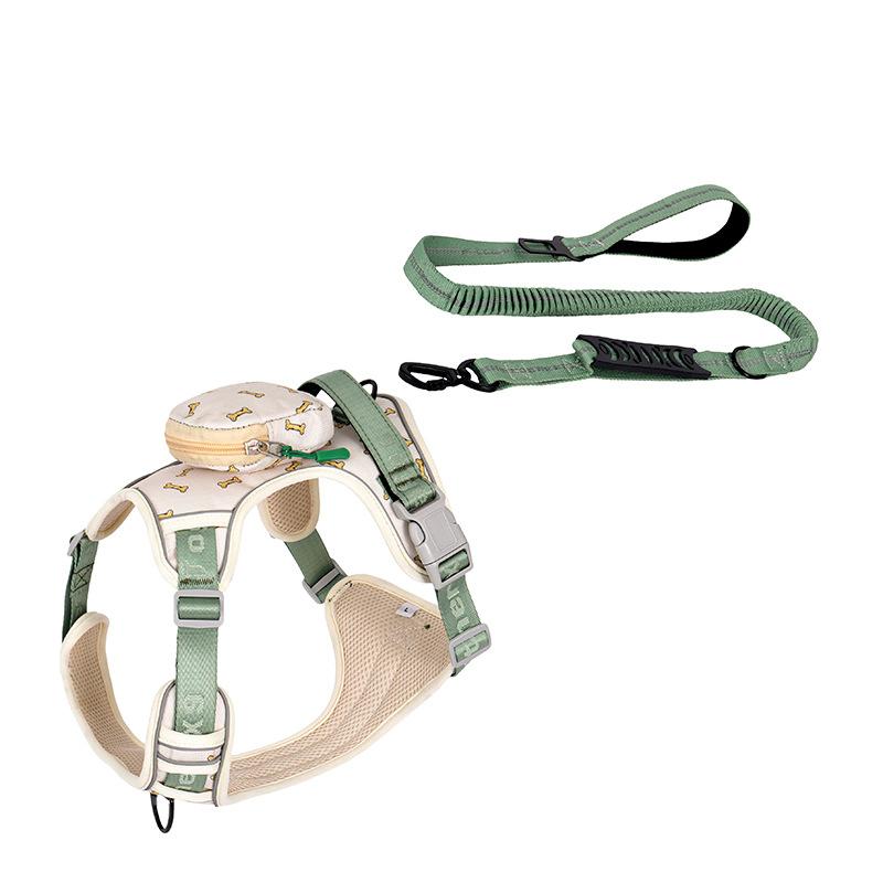 Dog Chest and Back Harness with Back Collar Style Leash for Outdoor Dog Walking Pet Chest and Back Harness
