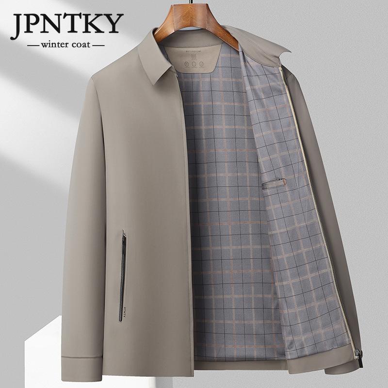 

JPNTKY Высококачественная новая весенне-осенняя куртка для мужчин среднего и пожилого возраста, деловое повседневное пальто для отца, мужской плащ с лацканами