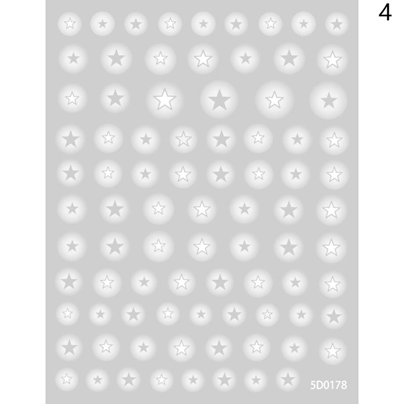 Halo Dyed Semi Transparent Hollow Butterfly Nail Sticker Love Star White Non Spray Nail Decoration Sticker