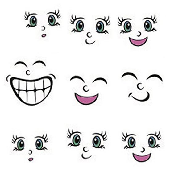 Smiling Face Nail Art Stickers DIY Decal Manicure Tips Cartoon Adorable Nail Art Decals for Nail Salons Home Use