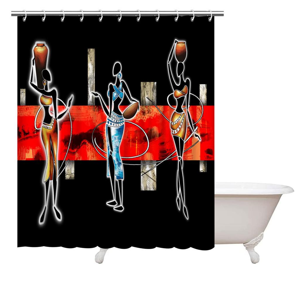 African Egyptian Women Shower Curtain With 12 Hooks African Girl Shower Curtain Waterproof Durable Afro Lady Shower Curtains Set