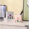 Porte-stylo en céramique Tulipe | Porte-rangement 3D en relief en forme de livre | Organisateur de pinceaux de maquillage et pièce décorative