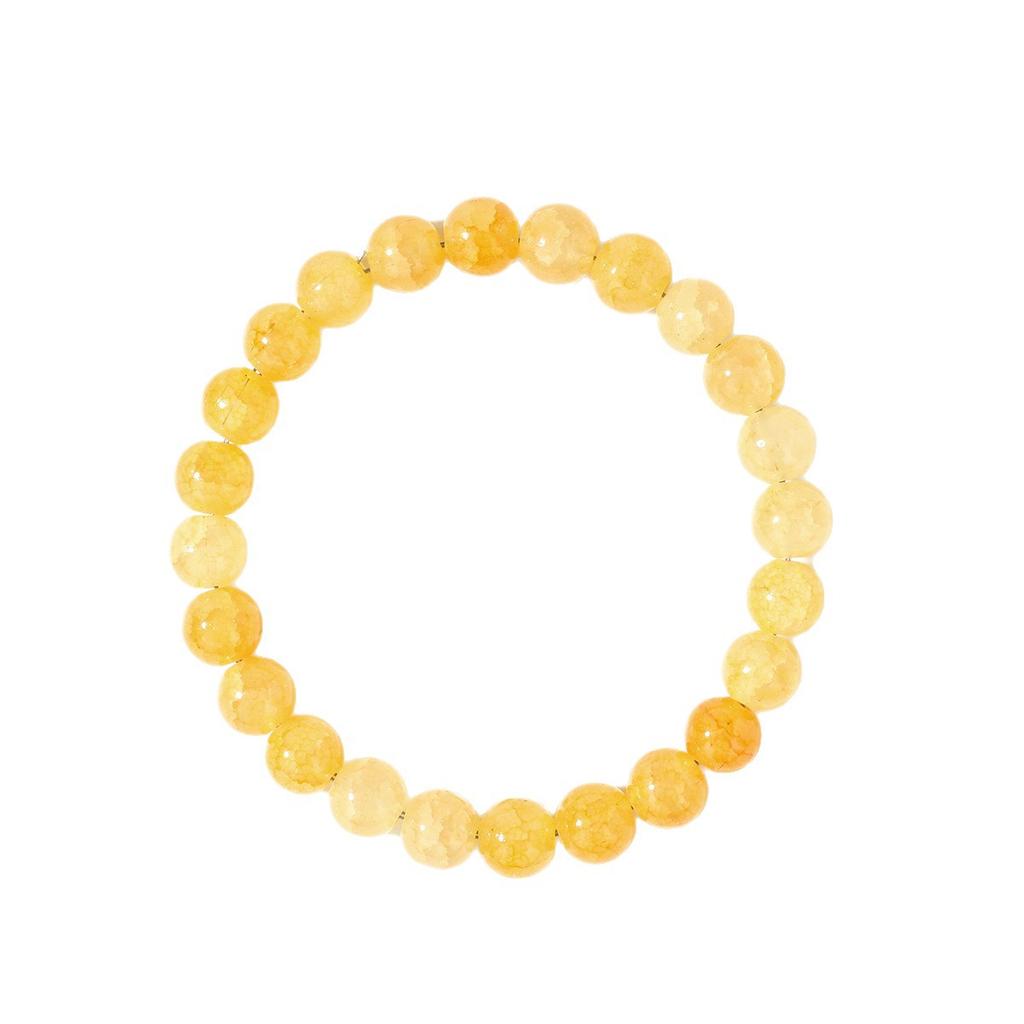 Festive Gifts Yellow Crackle Quartz Beaded Bracelet Warm Fashion Jewelry For Men And Women Daily Wear Simple Versatile Accessory