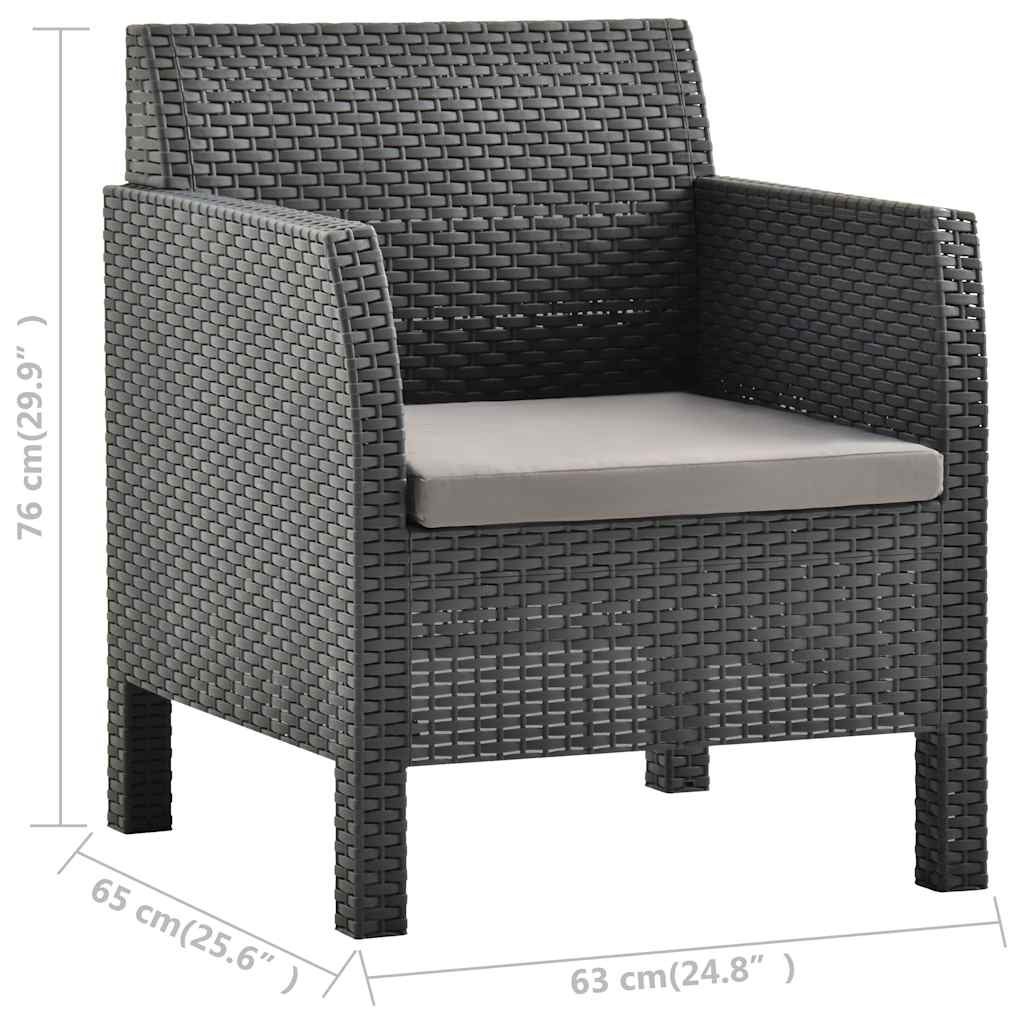vidaXL Gartenstuhl mit Kissen Anthrazit 63x65x76 cm PP Rattan