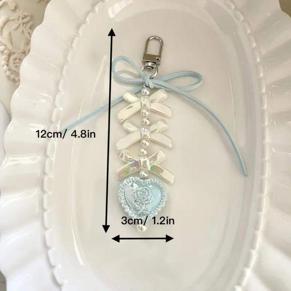 Cartoon Bow Ribbon Bead Keychain Handmade Bag Pendant Bag Charms Keychain Decor