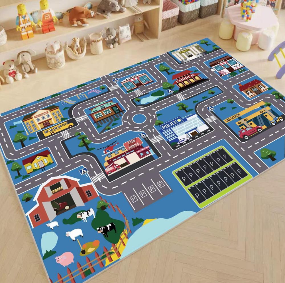 

Playful City Traffic Route Carpet Living Room Bedroom Rug Interactive Rug Kid Playmat Parent-child Activity Rug Birthday Gift 50cm x 80cm