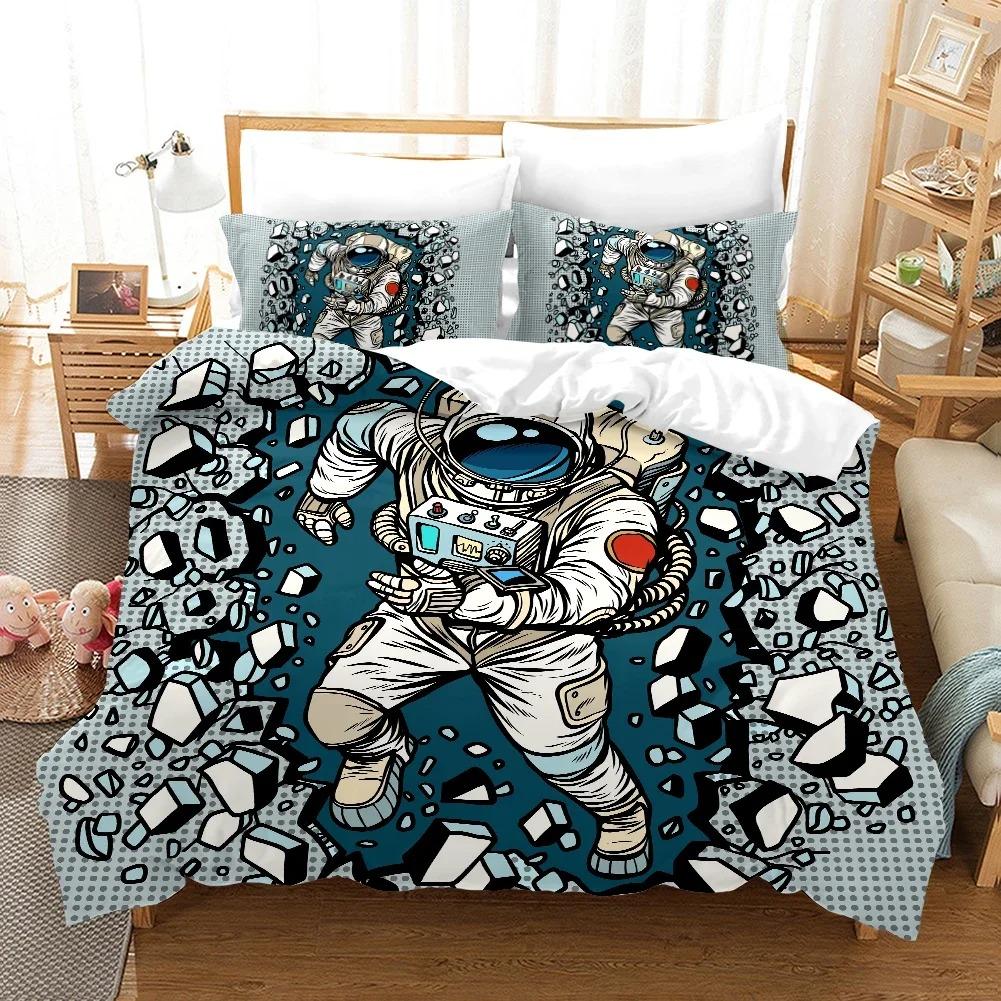 Astronaut In Space Cat Comforter Cover with Pillow Cover Bedding Set Single Double Twin Full Queen King Size for Bedroom Decor