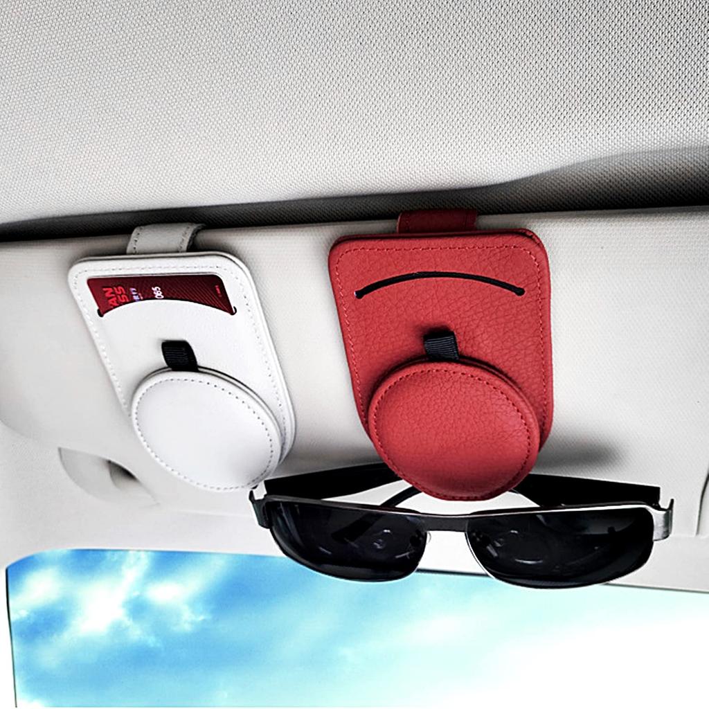 TradeWind Leather Sunglasses Sun Visor Eyeglasses Sun Visor Card Ticket Holder Clip, Holder, Pocket, Clip, (Beige)