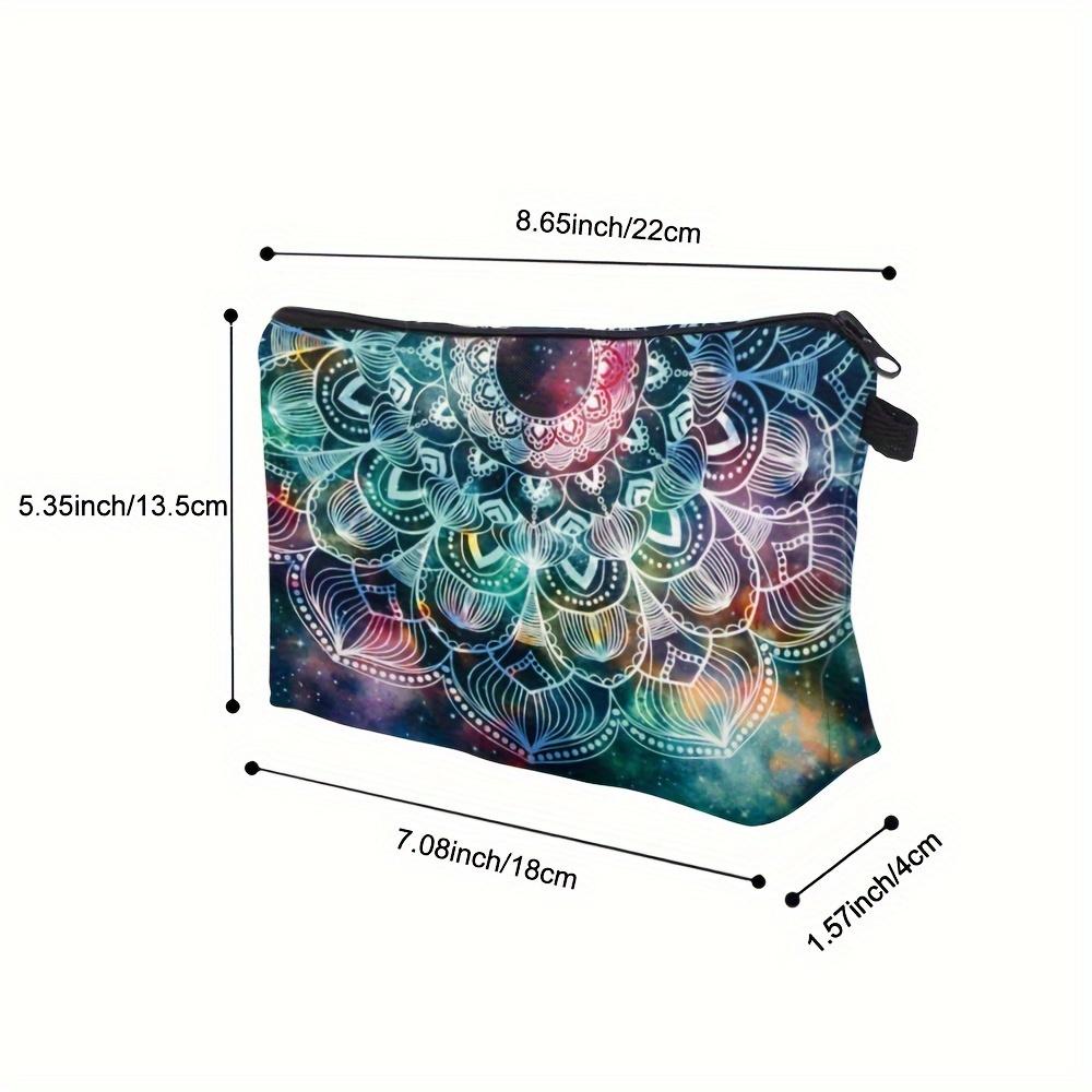 3D Galaxy Mandalora Makeup Pouch - Vibrant Cosmic Pattern Polyester Cosmetic Bag with Zipper, Portable Organizer for Travel & Gifts